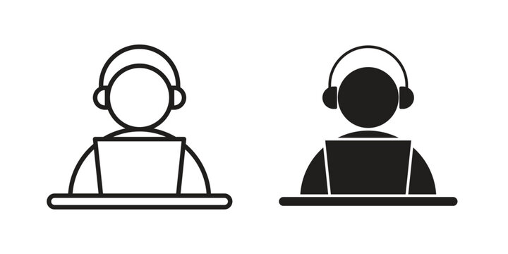 Tech support icon Illustrations, thin line symbol - editable stroke