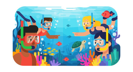 Snorkeling Adventures In Tropical Waters Depicted With Unique Illustrations