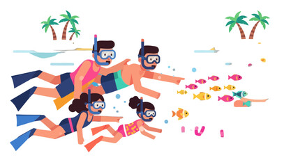 Snorkellers Explore Vibrant Underwater World, Tropical Reefs, And Sunny Beach Vacation