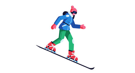 Snowboarder Adorned In Colorful Winter Attire Gliding Down A Slope Beautifully