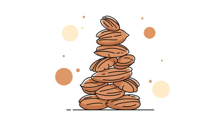 Stacked Almonds: An Abstract Digital Illustration of Healthy Food, Perfect for Design