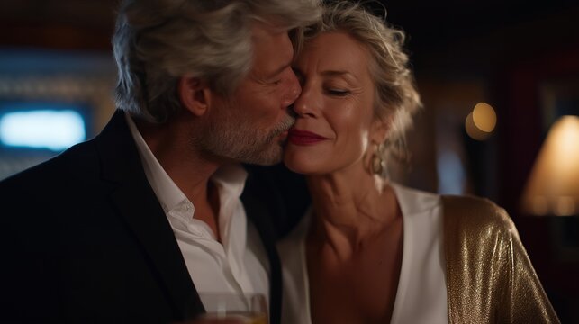 Close-up capturing intimacy and mural detail — representing passionate partnership, bold aging confidence, and storytelling imagery celebrating senior romance. cinematic color correction, natural