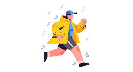 Fototapeta premium Runner In Protective Gear In The Rain On A Dark Background With Graphic Style