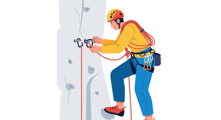 Scaling Walls: A Depiction Of An Energetic Climber Ascending a Vertical Ascent