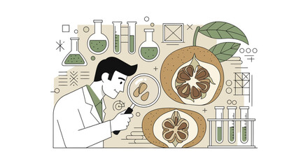 Scientist Exploring Fruit Samples in Science Lab, Focus On Research and Innovation