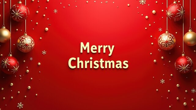 Merry Christmas red background decorated with happy new year
 - Powered by Adobe