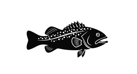 Aquatic Silhouette: A meticulously crafted, monochrome illustration of a fish, exhibiting intricate details, and embodying a sense of marine elegance.