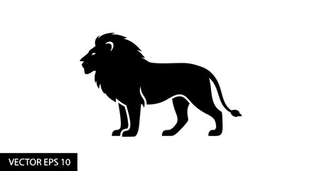 Majestic Lion Silhouette: A powerful silhouette of a lion, showcasing its iconic mane and regal posture. 