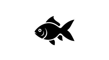 Simplified Fish Icon: A sleek, minimalist black icon of a fish, perfect for a variety of uses, from web design to print materials.