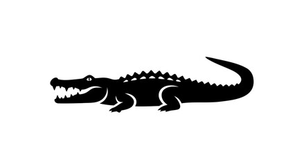 Minimalist Alligator Icon: An illustrative silhouette of a fierce alligator, with its jaws wide open, showcasing a clean, bold graphic design.