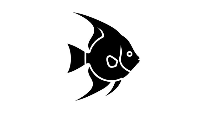 Silhouette of Angel Fish: A simple yet elegant silhouette of an angelfish, captured in striking black against a clean backdrop. a testament to the beauty of simplicity.