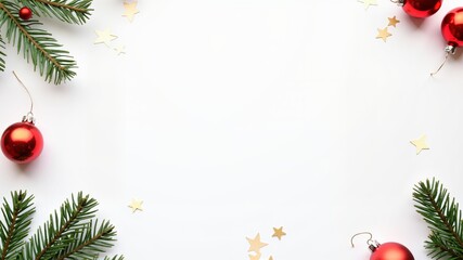 White empty background with a chrismas decorations copy space for text isolated on white background frame christmas isolated
