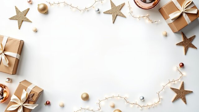 White empty background with a chrismas decorations copy space for text isolated on white background frame christmas isolated
 - Powered by Adobe