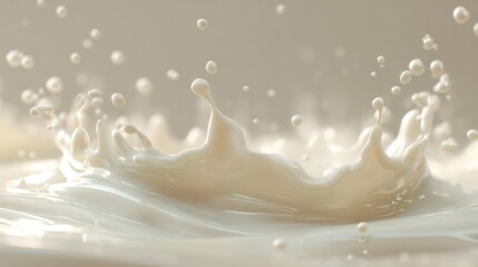 Delightful creamy milk splash with perfect droplet detail, ideal for product advertising or healthy lifestyle campaign visuals that evoke purity and natural freshness