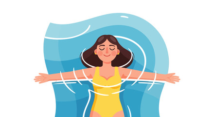 Relaxed Woman Floats Peacefully on the Water, Achieving Ultimate Tranquility And Bliss