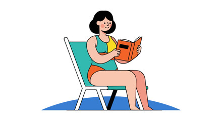 Relaxed Woman Reading A Book While Enjoying Her Leisure Time in Summer