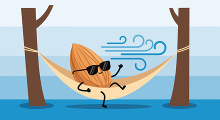 Relaxing Almond In A Hammock Enjoying a Breeze With The Sunglasses On a Summery Day