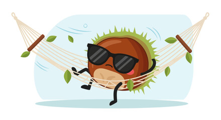 Relaxing Chestnut Cartoon Enjoying Life While Lounging in a Hammock During the Summer.