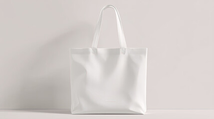 plain white tote bag with long handles, perfect for everyday use or shopping. Its minimalist design makes it versatile for various occasions