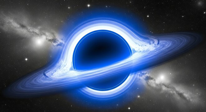Cosmic Black Hole with Luminous Blue Accretion Disk - Powered by Adobe