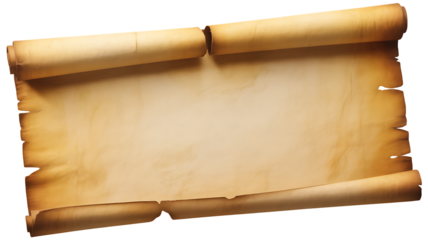 A vintage rolled parchment scroll with frayed edges
