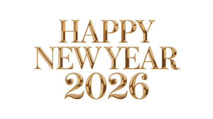 Elegant golden happy new year 2026 text on black background