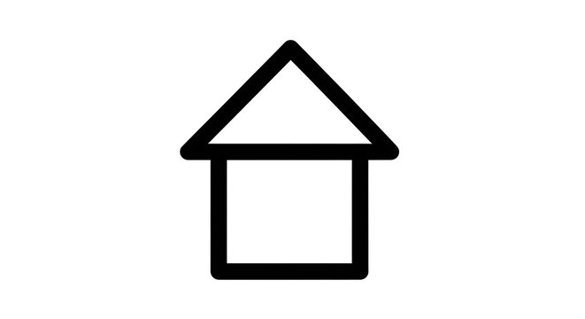 A simple black and white icon of a house with a triangular roof on a white background image vector
