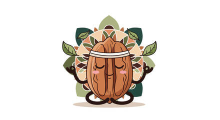 Meditating Walnut With Floral Background Creating Mindfulness and Tranquility