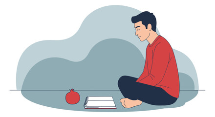 Meditative Illustration Depicting Serene Moments Of Reflection, Relaxation And Peace