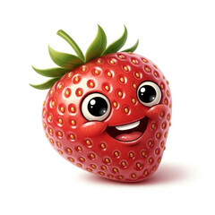 Obraz premium Playful Strawberry Character Illustration with a Cheerful Smile
