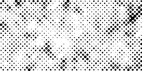 Halftone dots black and white color pattern dotted texture seamless effect background, dots pop art halftone with modern art banner template texture future technology concept design background.