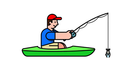 Kayak Angler: A Graphic Depiction Of Fishing Amidst A Solitary Landscape