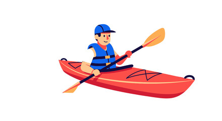 Kayaking Adventure: A Cheerful Cartoon Depicting a Person Paddling a Kayak