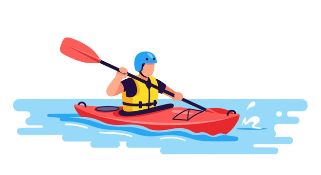 Kayaking Adventure: A Colorful Depiction Of Water Sports And Outdoor Recreation
