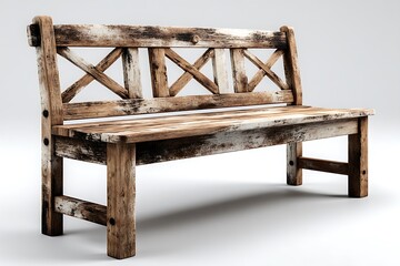 Antique rustic wooden furniture bench high resolution picture