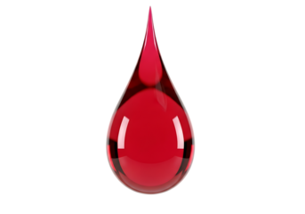 Single red blood drop isolated on transparent background