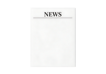 Blank newspaper page with news headline isolated on transparent background