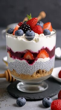 Joghurt-Dessert mit Beeren & Chiasamen