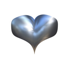 Y2k heart made of chrome and metal. Glossy 3D texture gives this chrome heart a unique metal silver shine 3D.