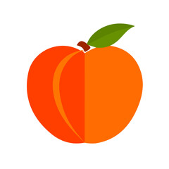 A beautiful, simple EPS format illustration, vector, simple flat 2D icon, minimalist design, icon set, A Simple 2D apricot illustration isolated on a white background, fruit set