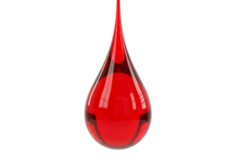 Single red blood drop isolated on transparent background