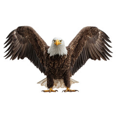 Obraz premium Png of majestic bald eagle with outstretched wings isolated on transparent background, a symbol of freedom and strength