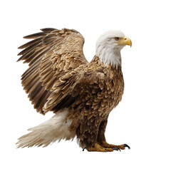 Fototapeta premium Png of bald eagle with wings partially spread isolated on transparent background, displaying its impressive stature and beauty