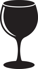 Simple Wine Glass Outline Drinkware Vector. Vector Black silhouettes. with white background