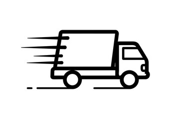 Fast delivery van icon with speed lines illustration