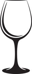 Simple Wine Glass Outline Drinkware Vector. Vector Black silhouettes. with white background