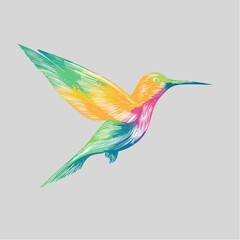 Abstract colorful hummingbird logo modern minimalist vector style clean white background
