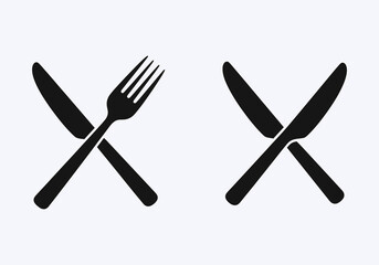 Fototapeta premium Simple black and white illustration of crossed cutlery items