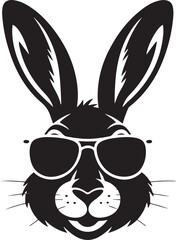 Naklejka premium Illustration of a hare's head wearing sunglasses. Vector Black silhouettes. with white background