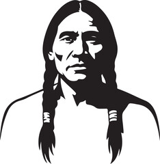 portrait of a Native American man. Vector Black silhouettes. with white background